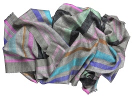 Cashmere scarf with stripes lengthwise