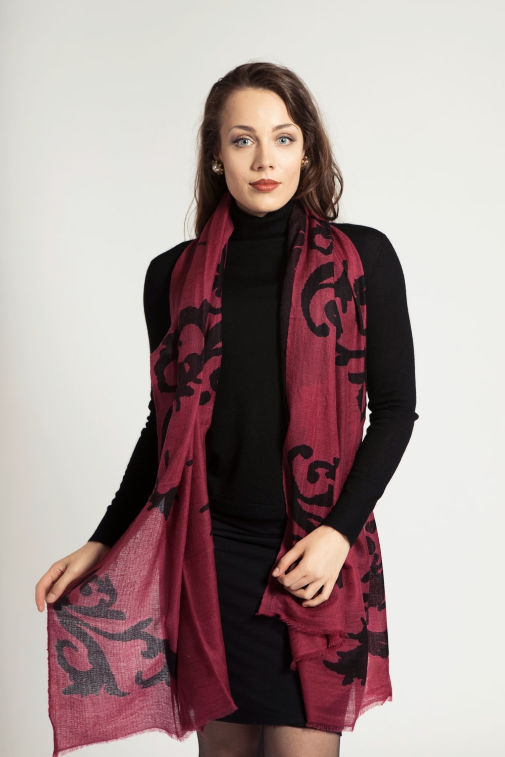 asneh brown cabernet cashmere print scarf asneh brown cabernet cashmere print scarf