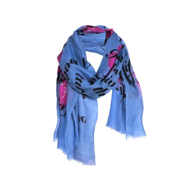 Asneh Blue Viola love poem cashmere scarf-min