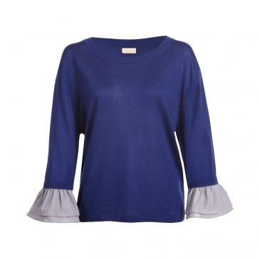 Asneh Agnes blue and silver grey ruffle sleeves-min