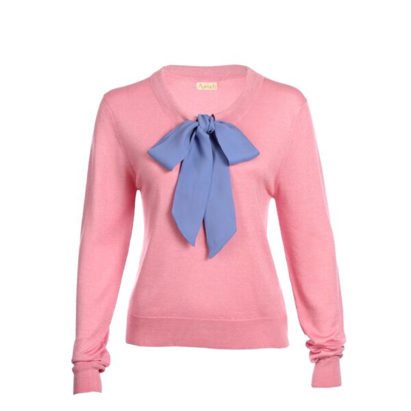 Asneh Helen candy pink pussy-bow sweater