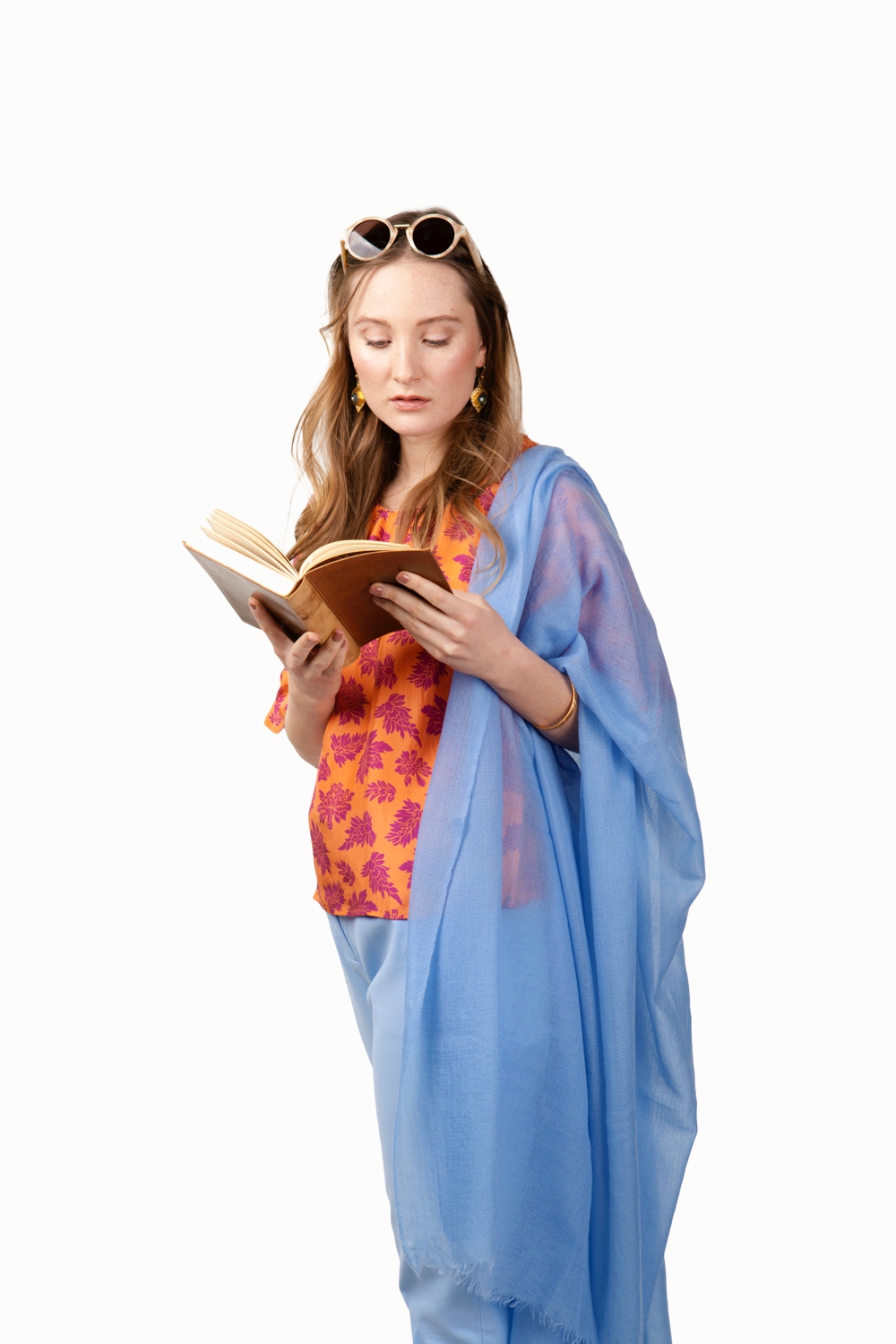 Light blue cashmere shawl