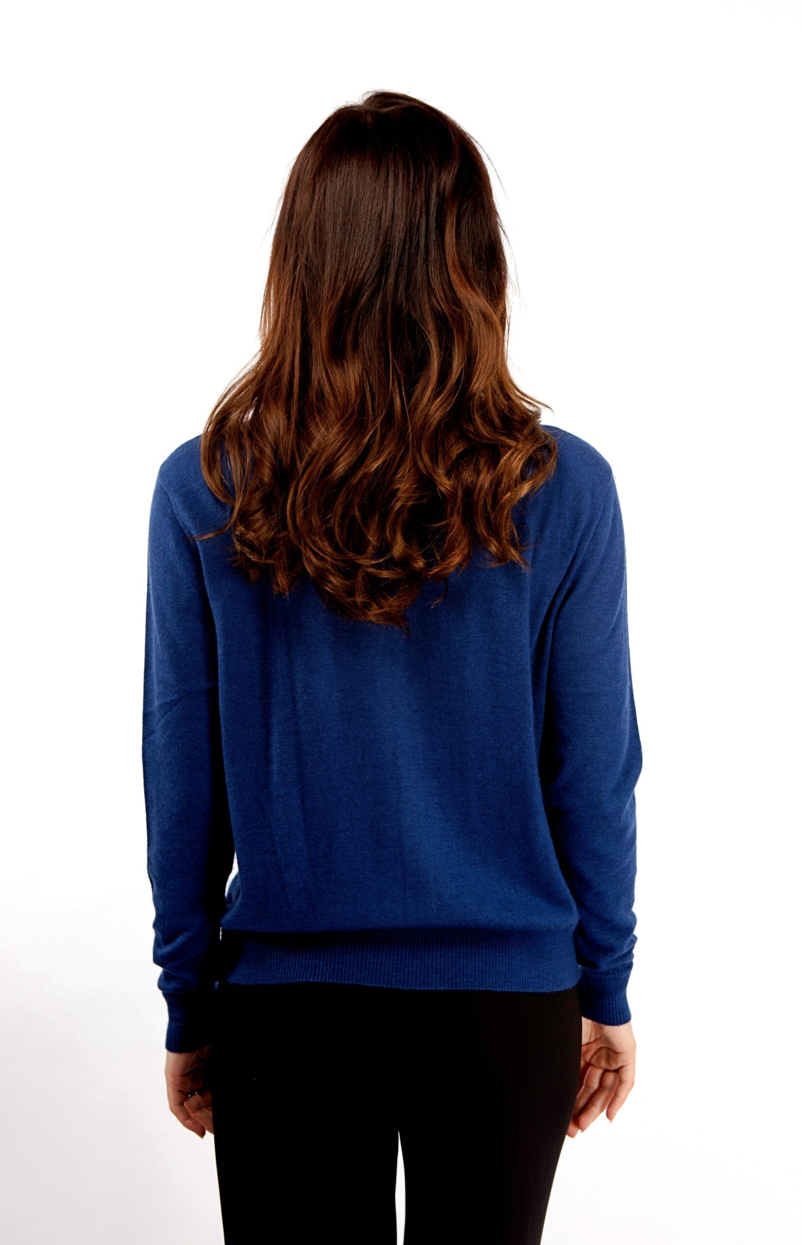 Blue cashmere cardigan with gold bead and sequin embellishment Asneh