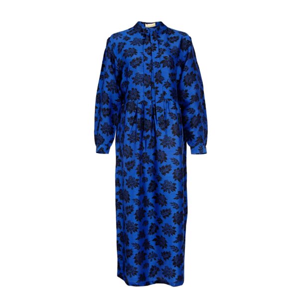 blue midi silk dress