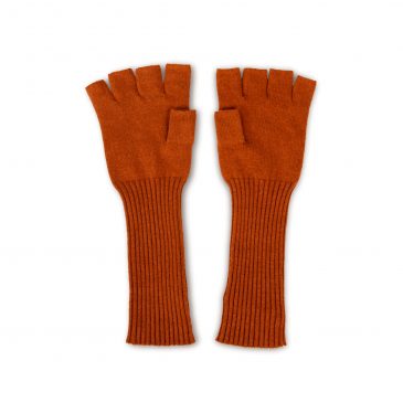 Fingerless brown silk cashmere gloves