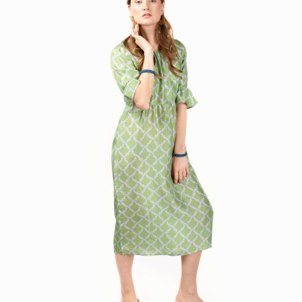green midi silk dress
