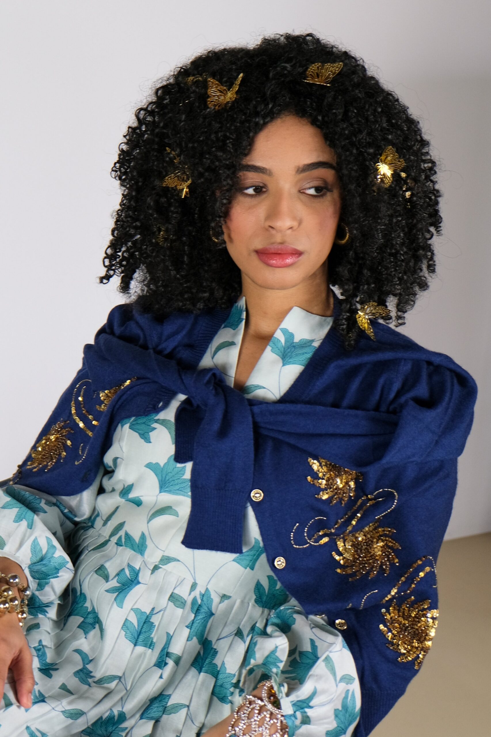 Blue cashmere cardigan w gold embellishment by Asneh 3_6723_web dark blue cashmere cardigan with gold embellishment