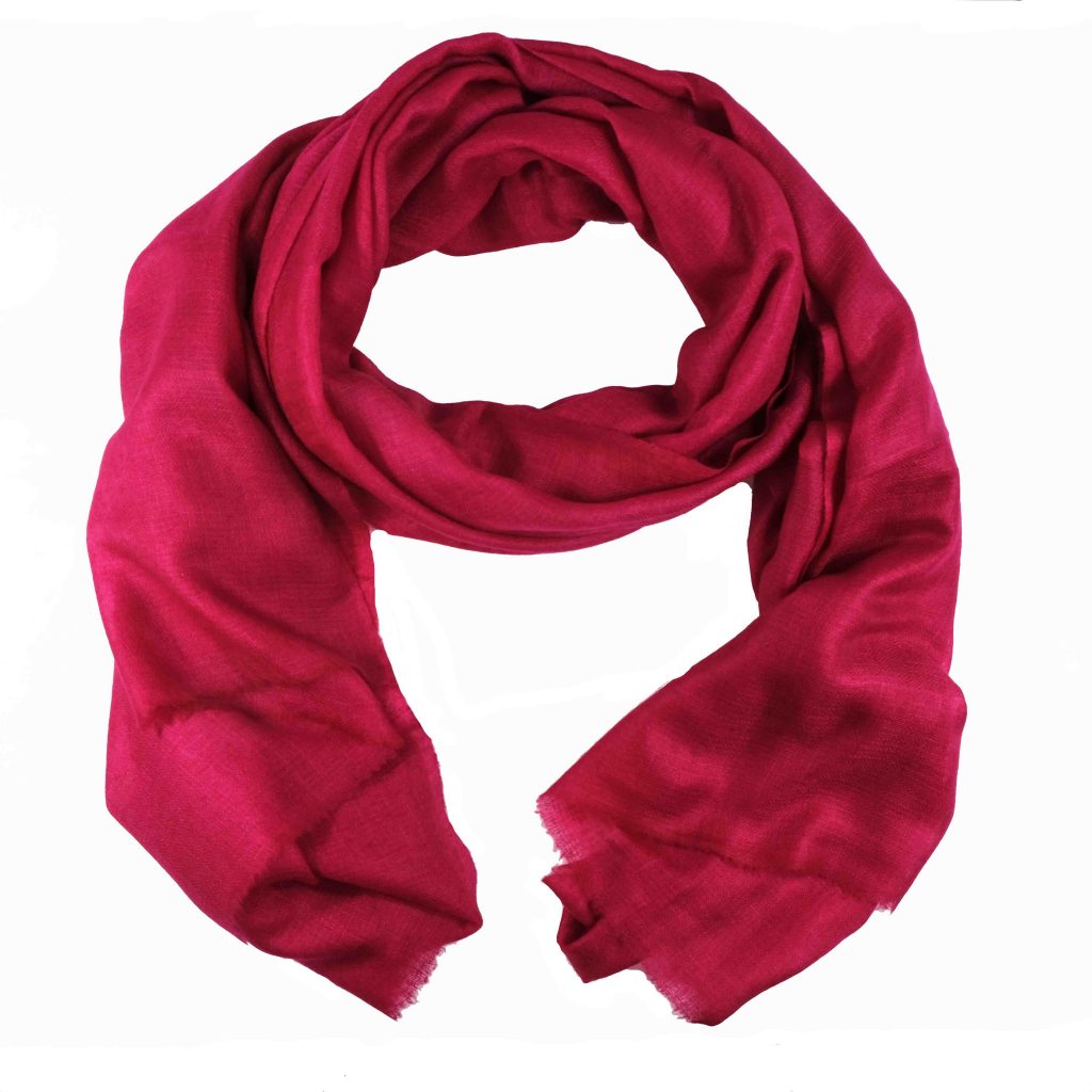Large Red Cashmere Scarf in Cerise Red 