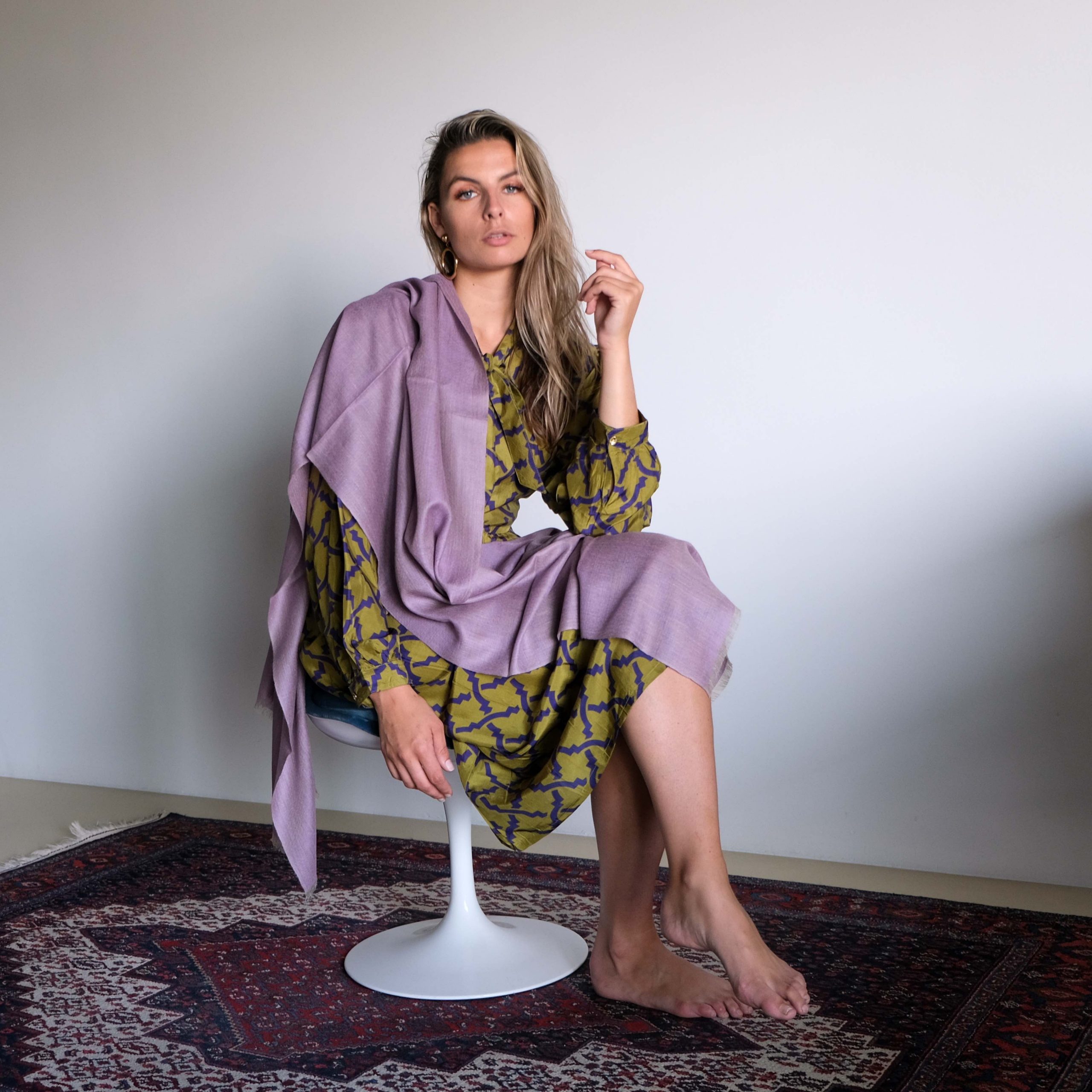Heather pashmina and green dress_7009