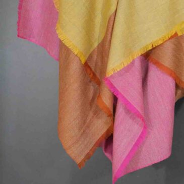 mustard yellow brown pink cashmere scarf striped by Asneh
