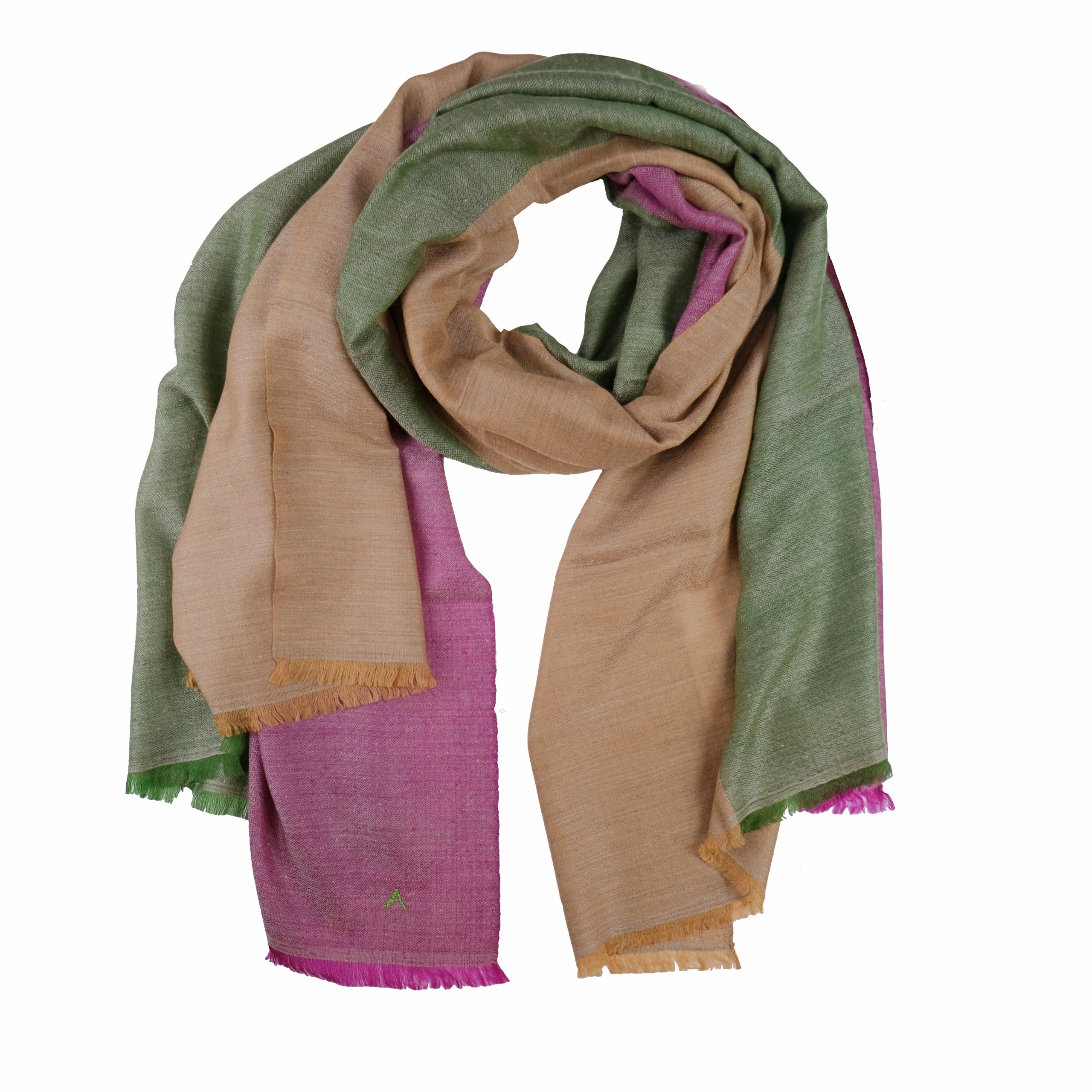 green beige purple cashmere scarf by Asneh