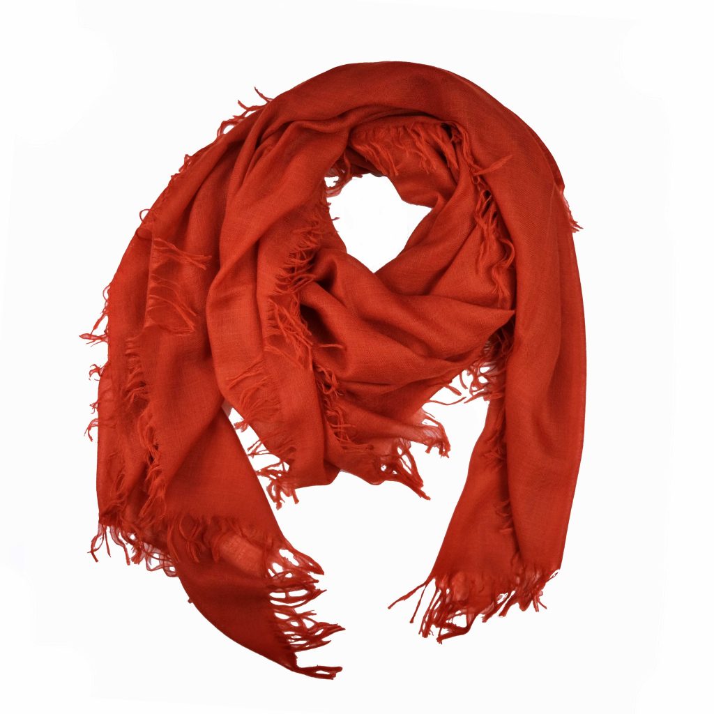 Large Orange Cashmere Scarf with 