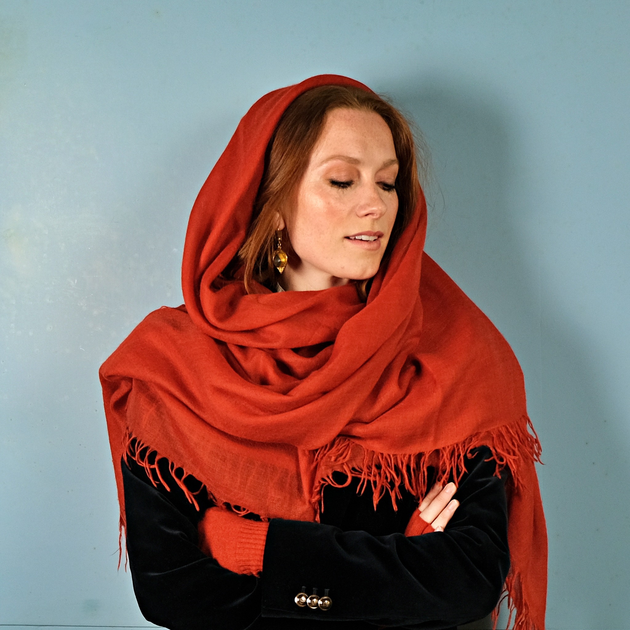 burnt orange cashmere scarf