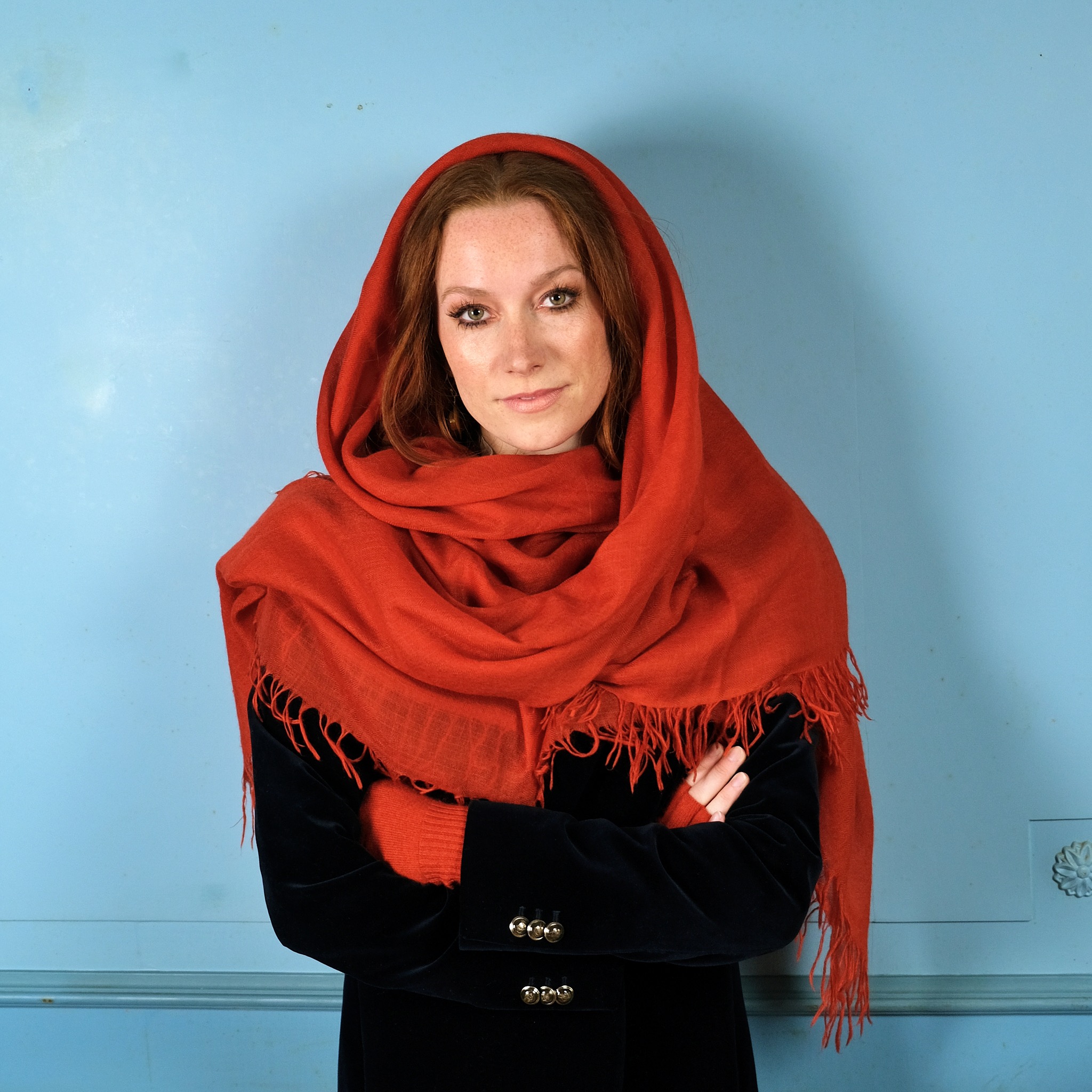 cashmere scarf in rust orange