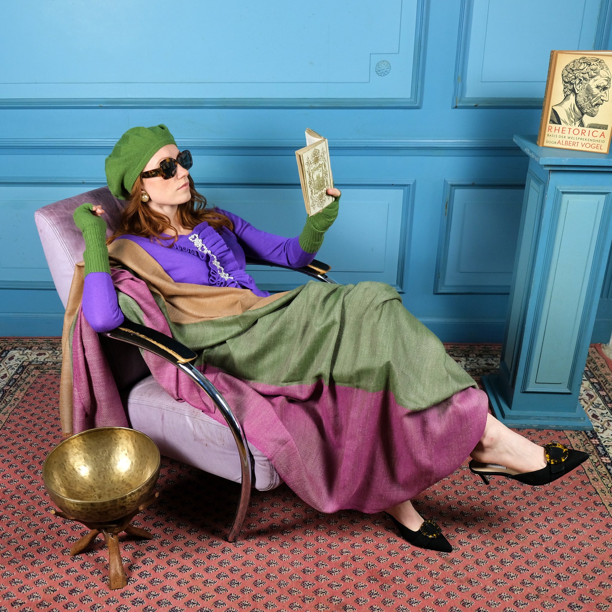 green pink beige large cashmere scarf shawl