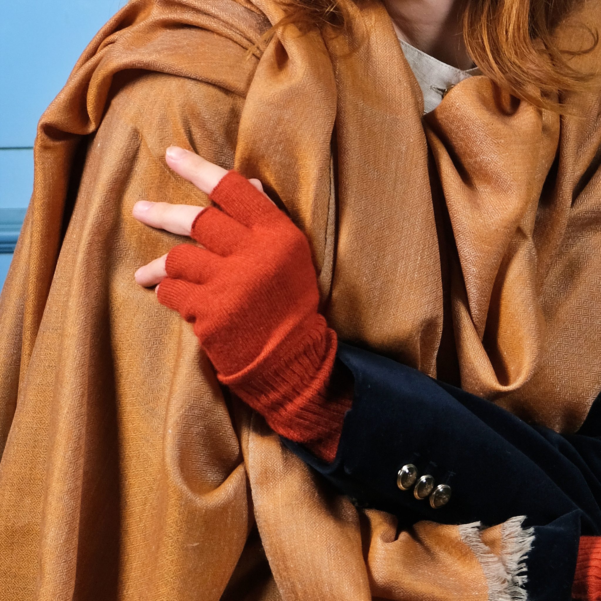 Rusty orange cashmere scarf