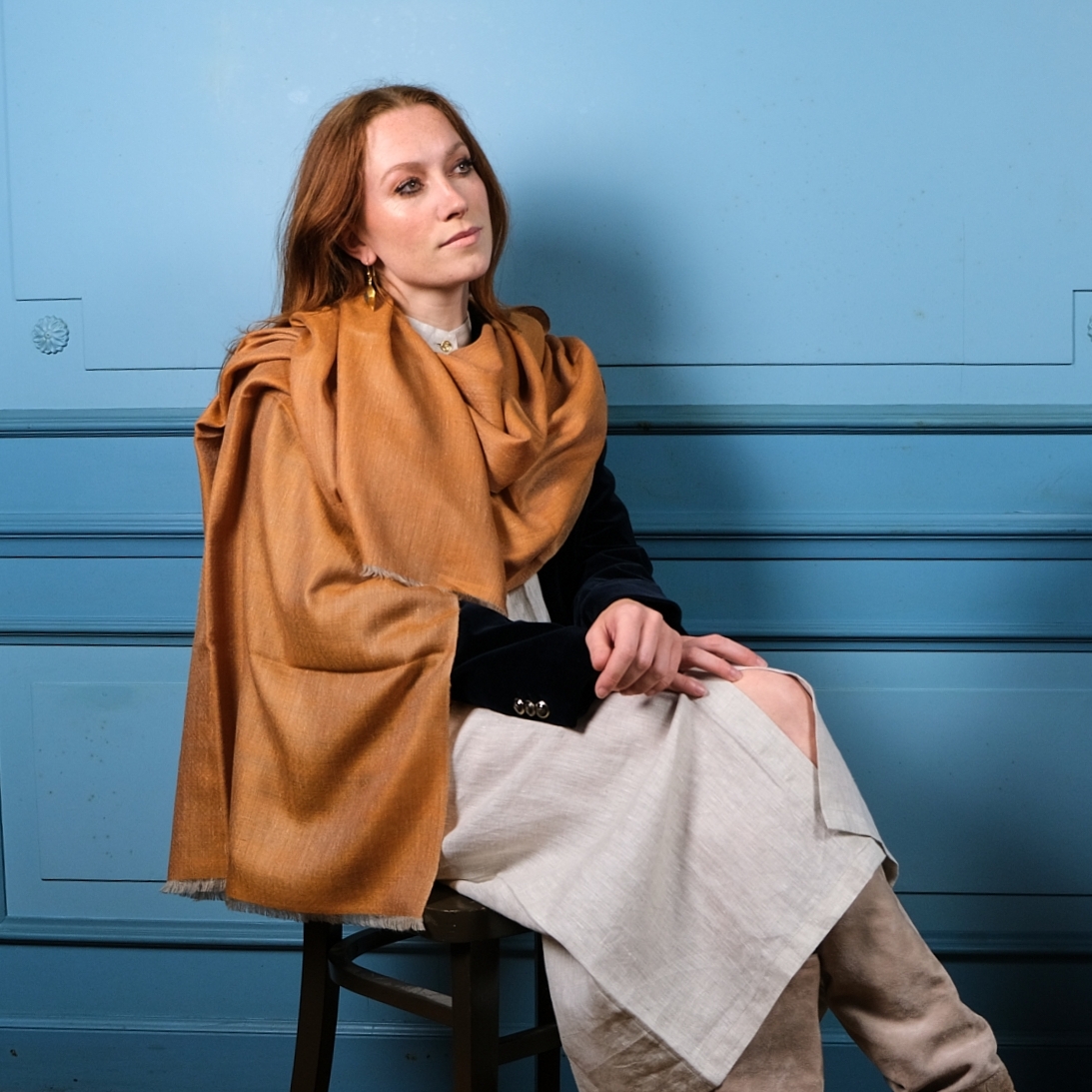 Rusty orange cashmere pashmina