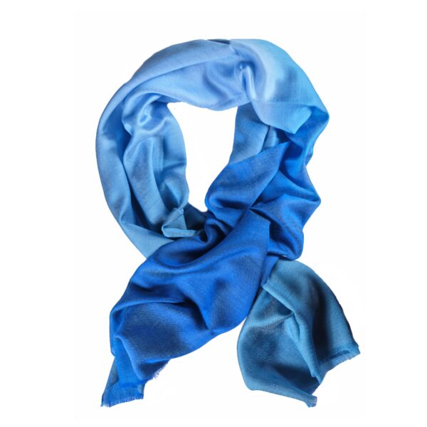 blue ombre dip dye silk wool scarf