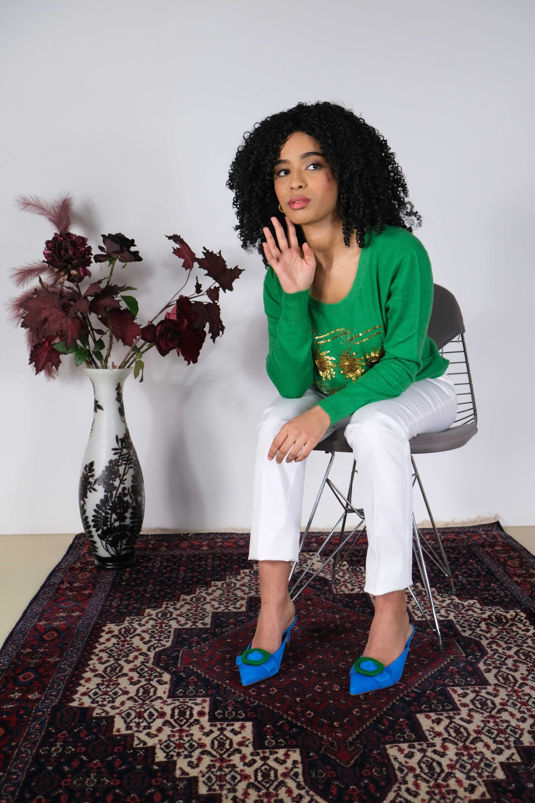 Green cashmere sweater