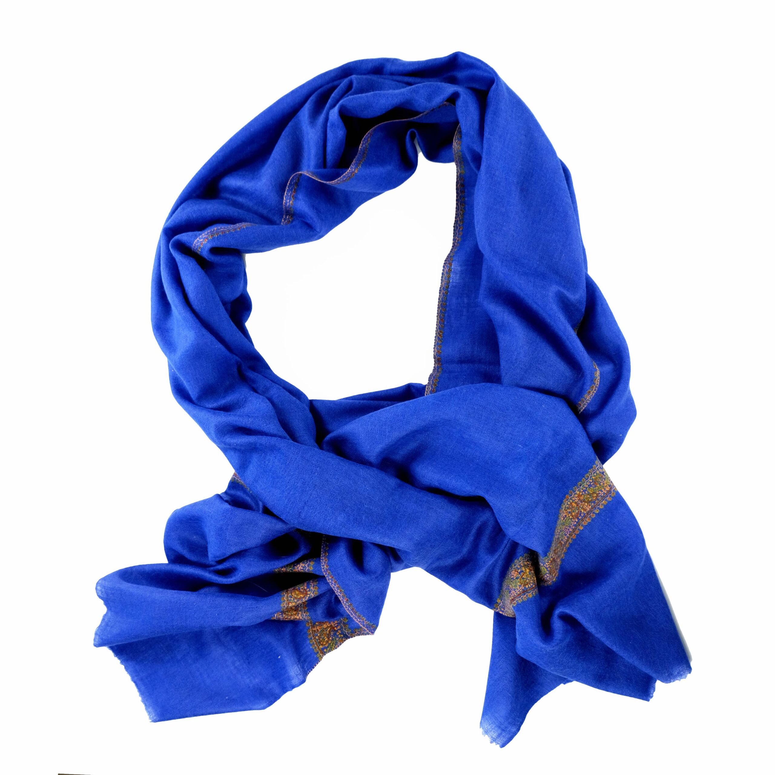cobalt Blue embroidered cashmere scarf