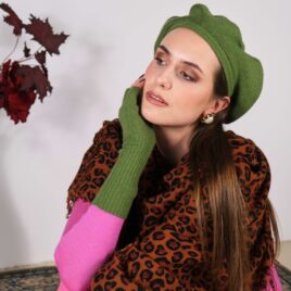 leopard print cashmere scarf in brown - large