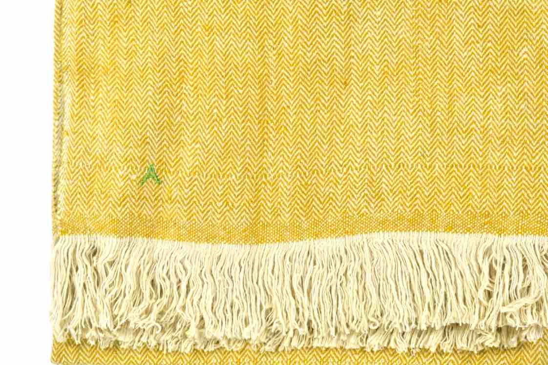 yellow and cream cashmere throw large