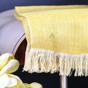 yellow and cream cashmere throw large