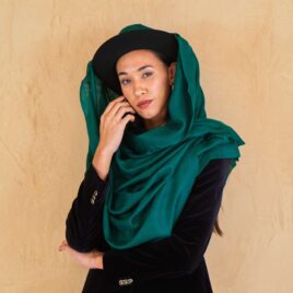 large dark green cashmere scarf by Asneh