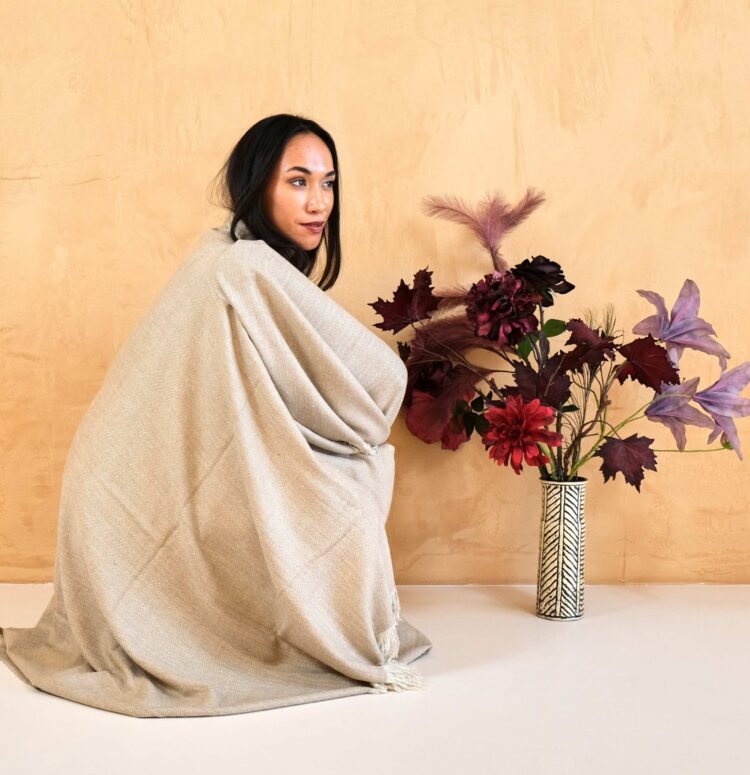 cream and beige cashmere blankets