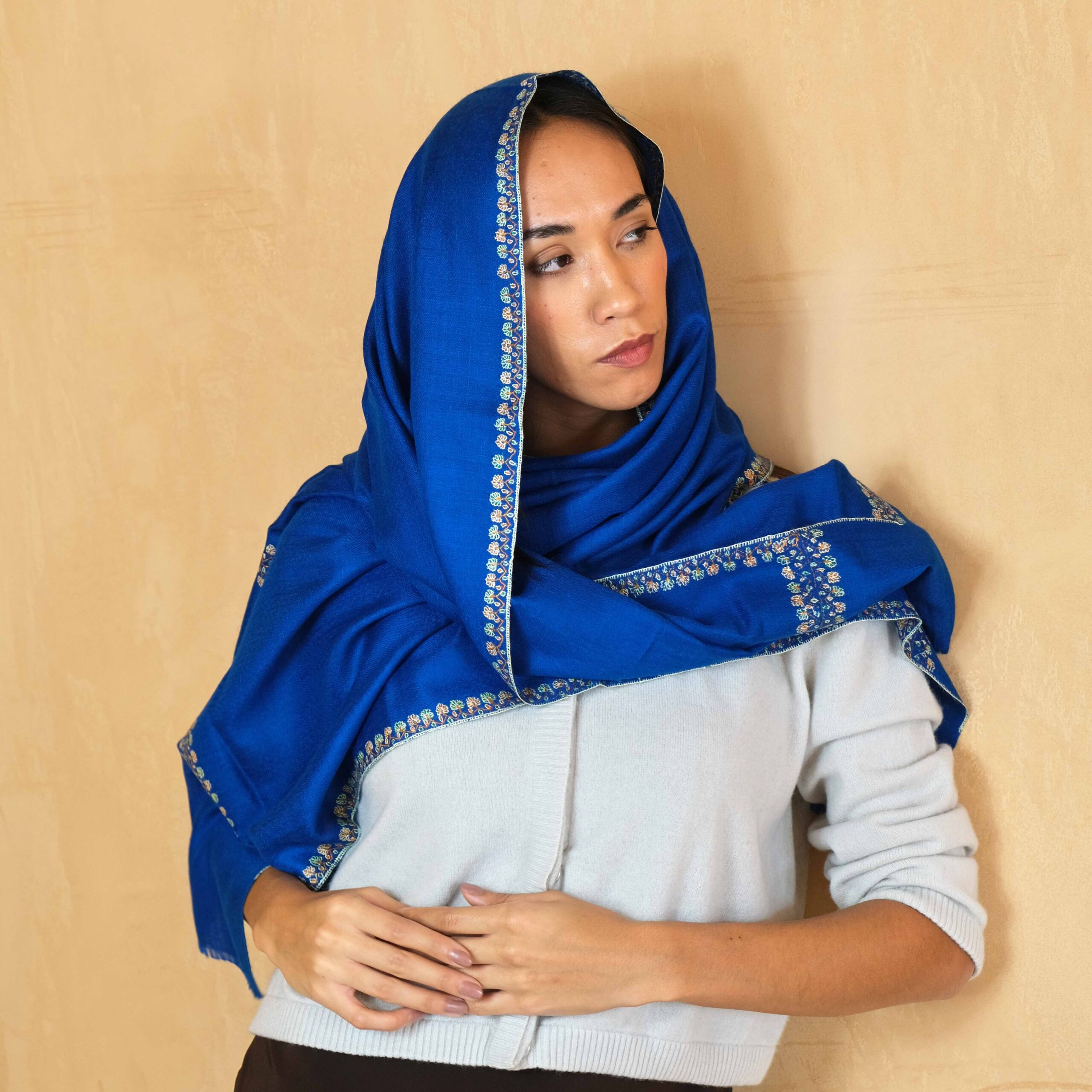 cobalt blue cashmere scarf