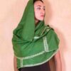 Green cashmere scarf pashmina with embroidery along borders bale