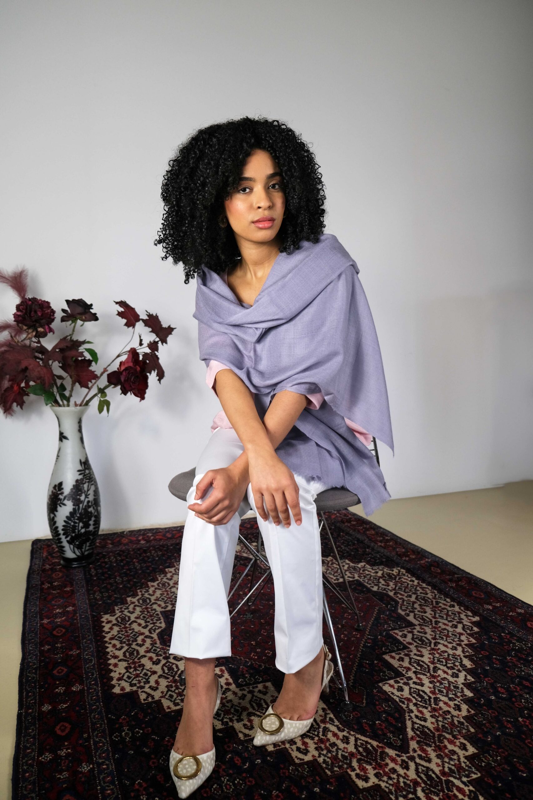 Lavender Grey Cashmere Scarf