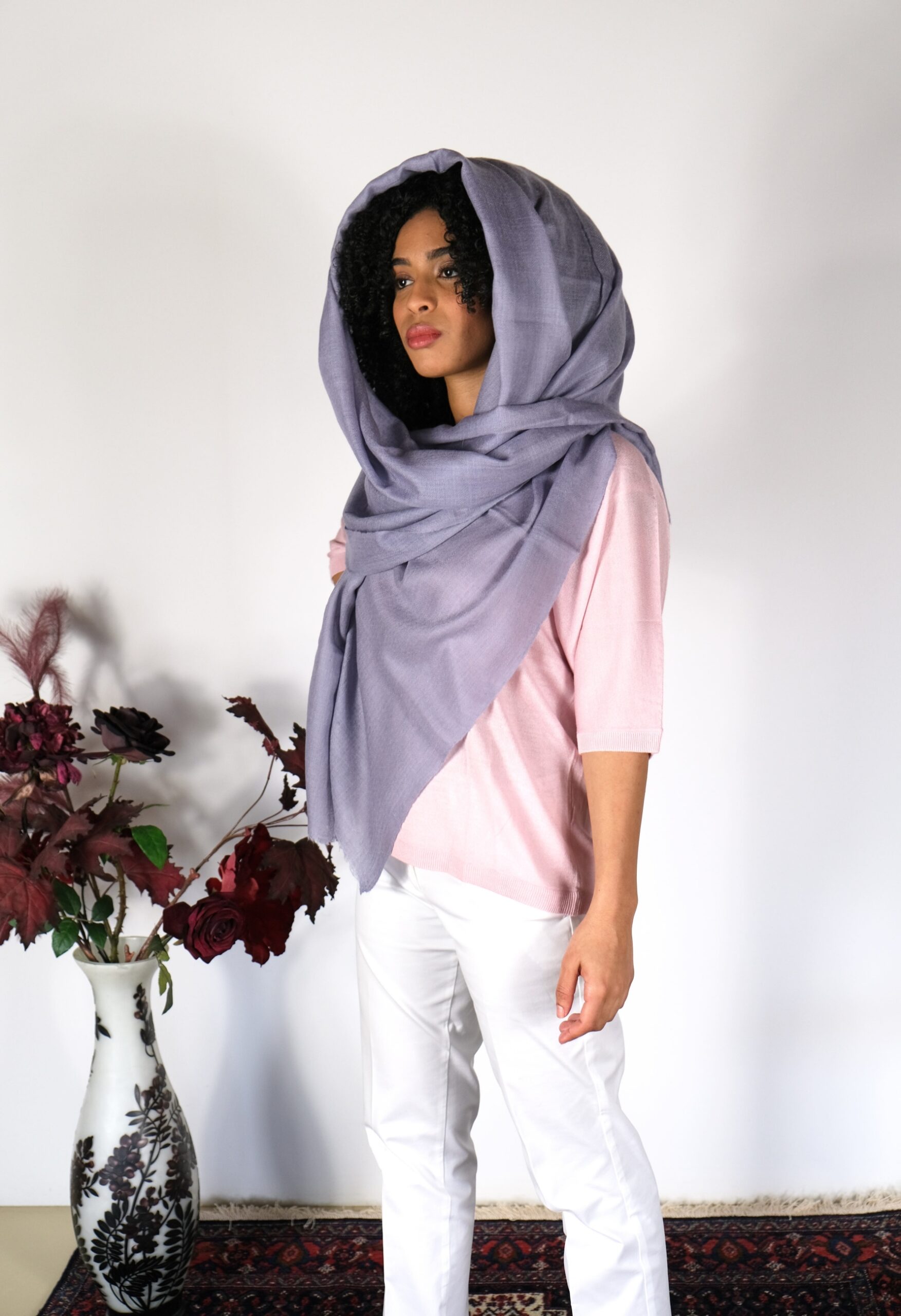 Lavender Grey Cashmere Scarf