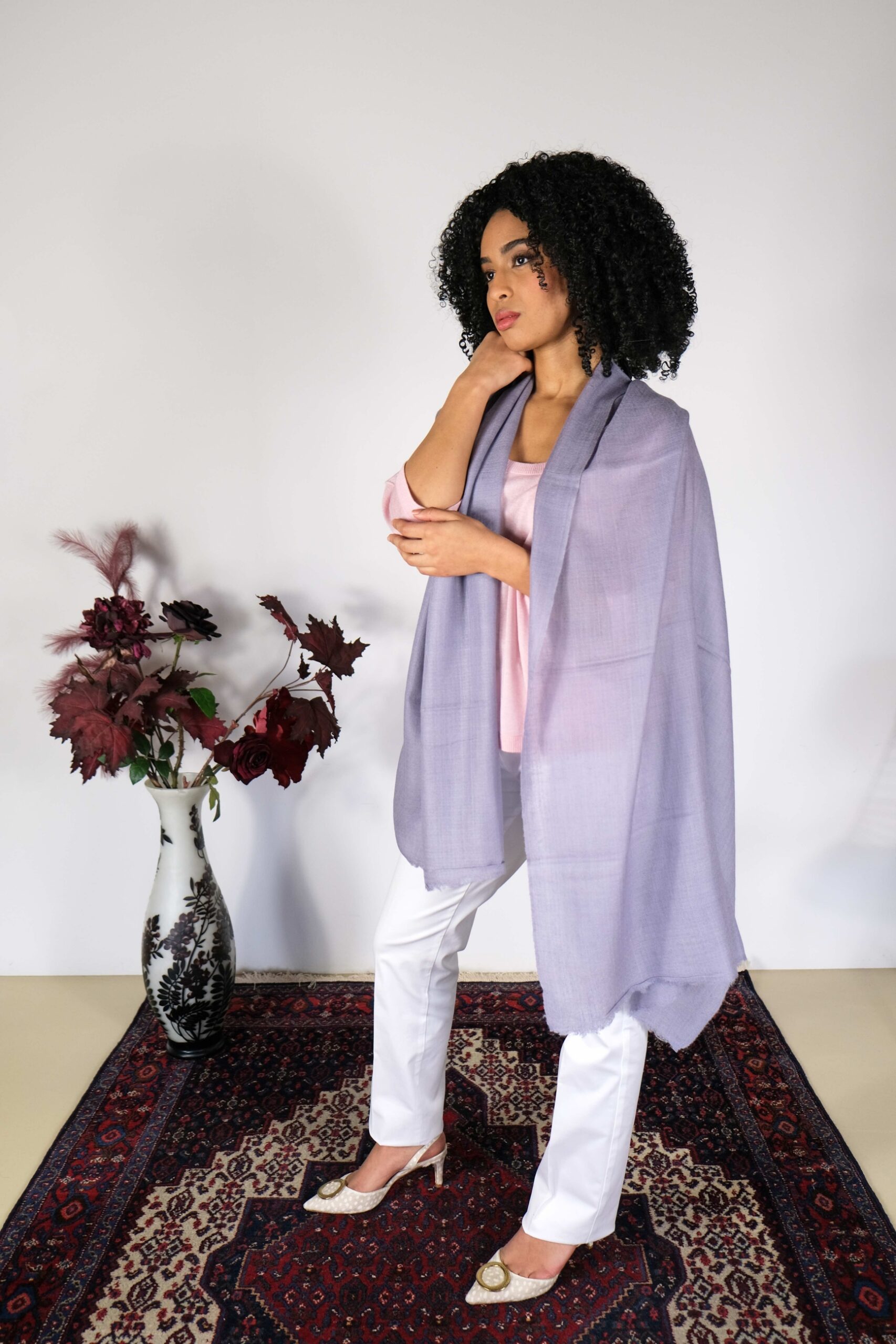 Lavender Grey Cashmere Scarf