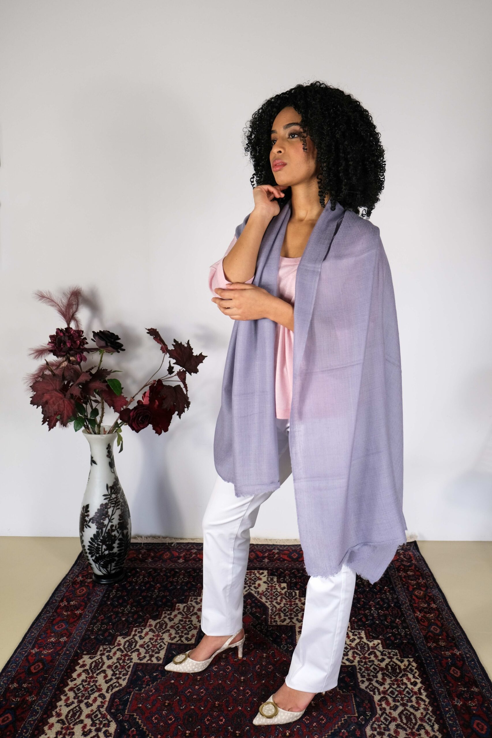 Lavender Grey Cashmere Scarf