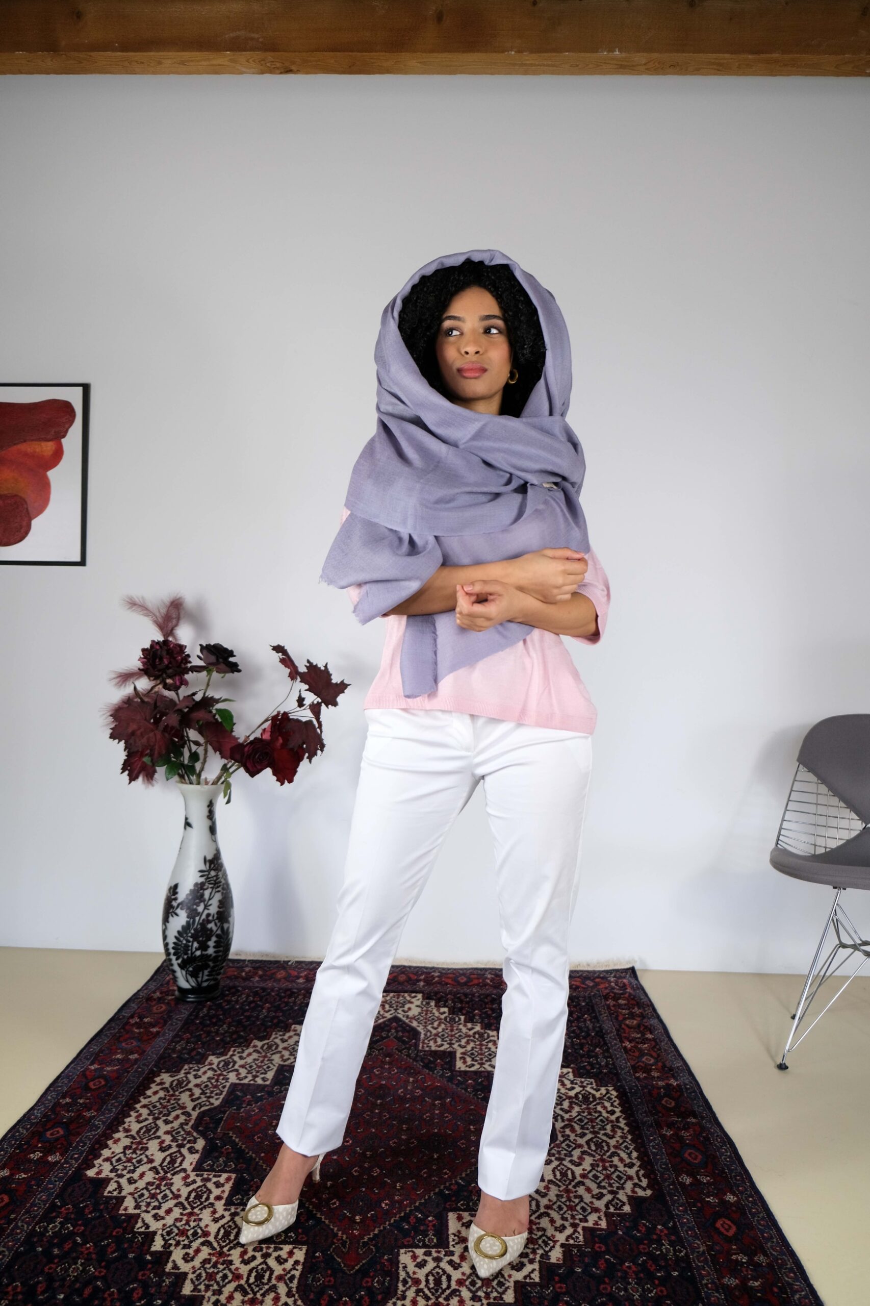 Lavender Grey Cashmere Scarf