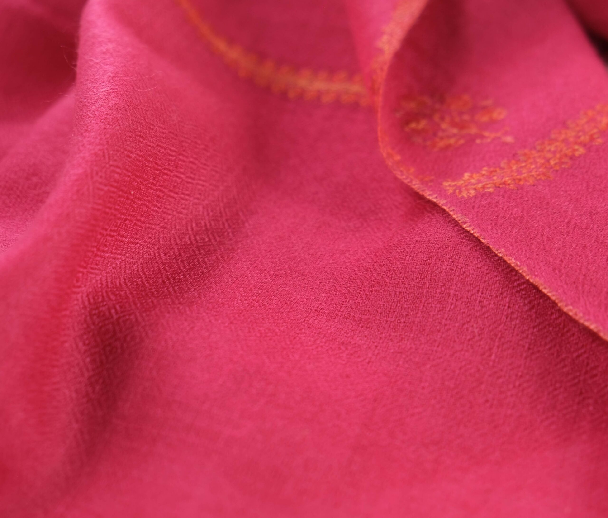 Red Cashmere Shawl with Embroidery