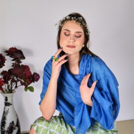 Egyptian blue cashmere scarf