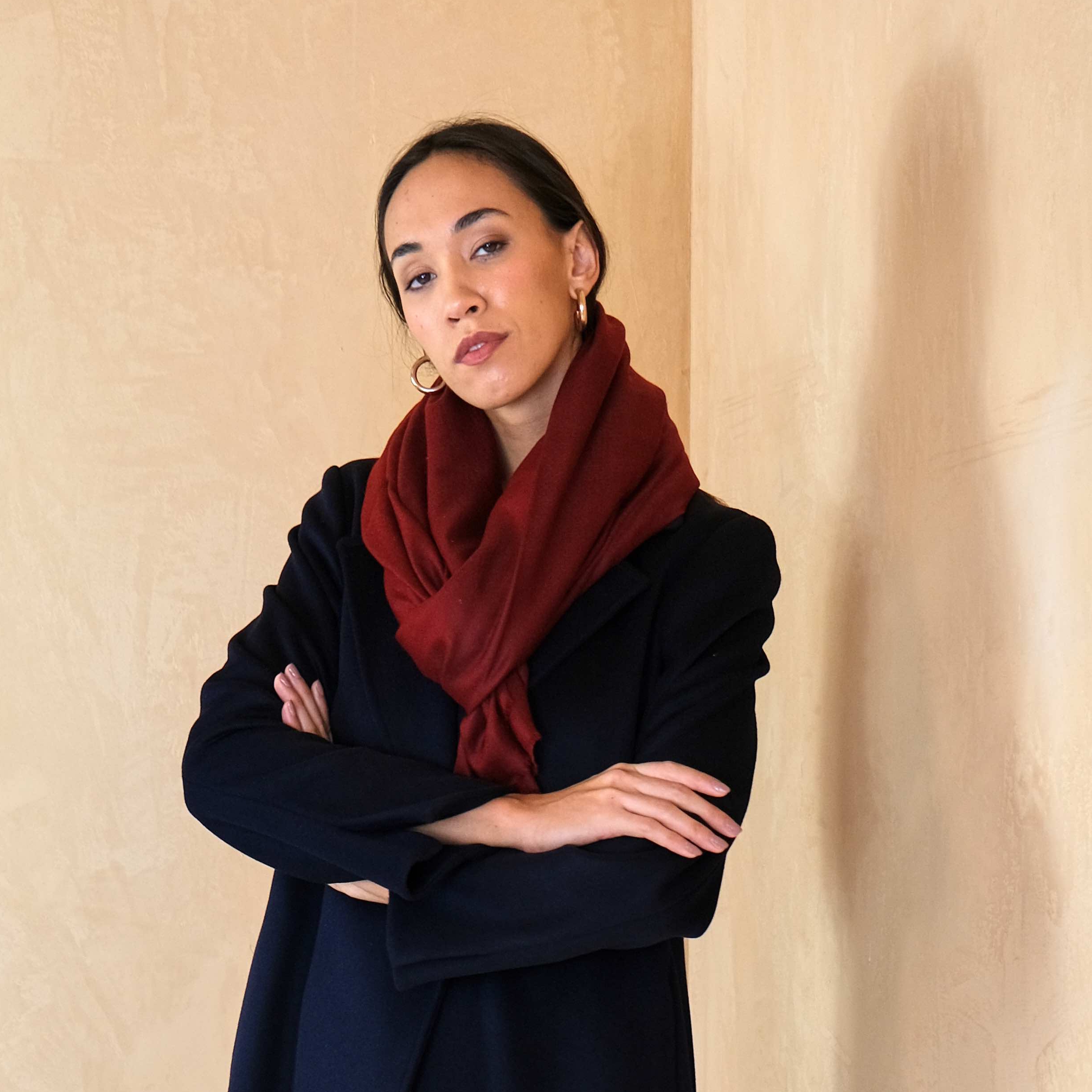 wine colour cashmere scarf large by Asneh