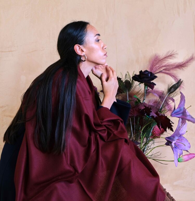 wine colour cashmere scarf large by Asneh