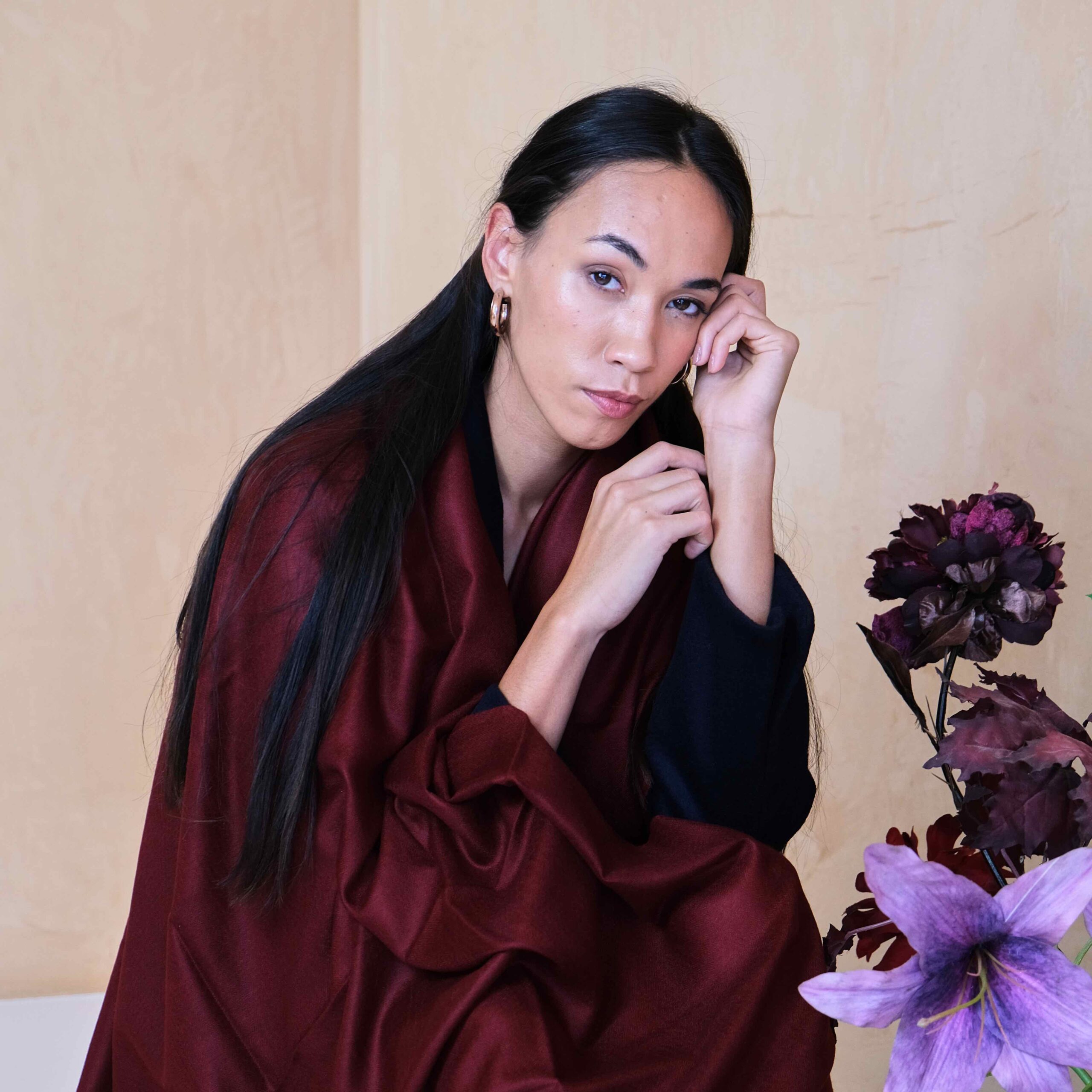 wine colour cashmere scarf large by Asneh