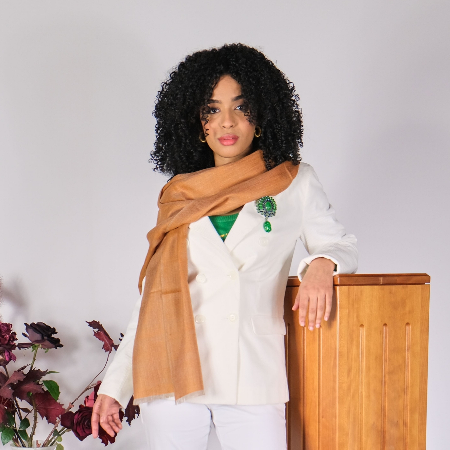 rusty orange brown cashmere scarf by Asneh
