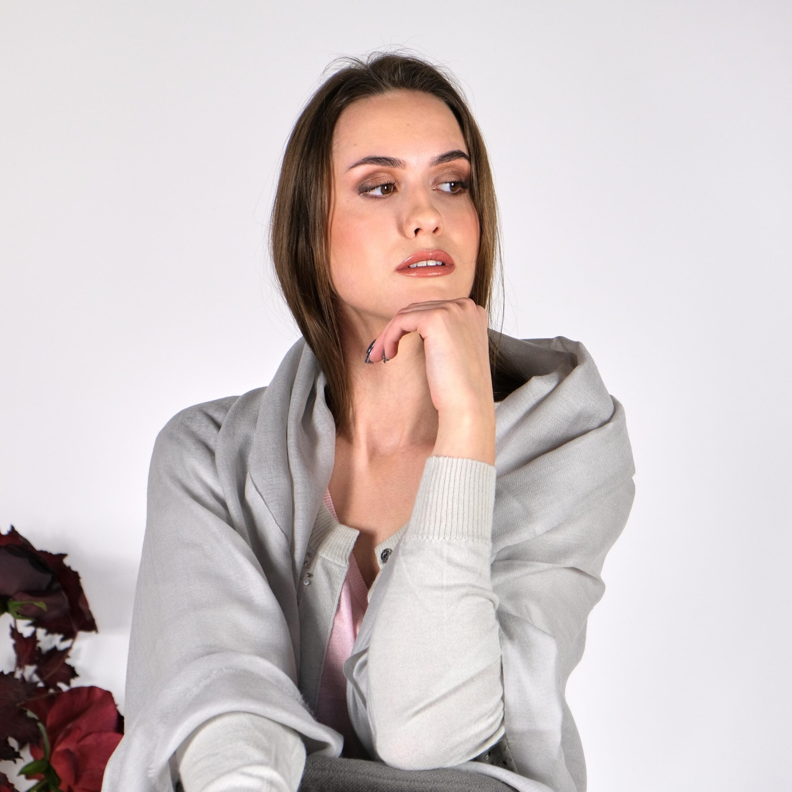 large grey cashmere scarf shawl by Asneh